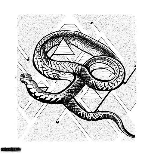 A Snake Wraps Around A Blade On A Skull