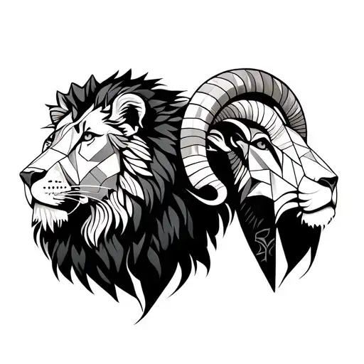 Lion And Ram With The Oxytocin Molecule