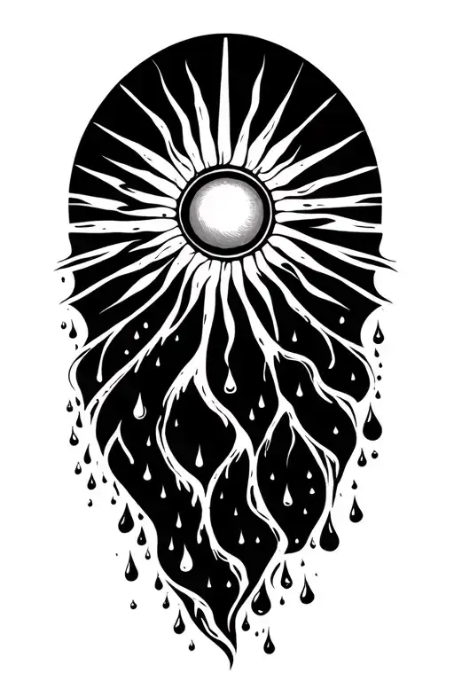 The Sun Flowing Into Water That Drops Off Into Rain Drops