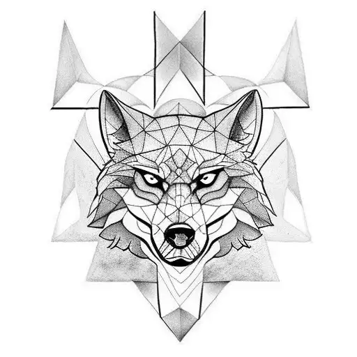 Geometric Witcher Wolf Tattoo Idea