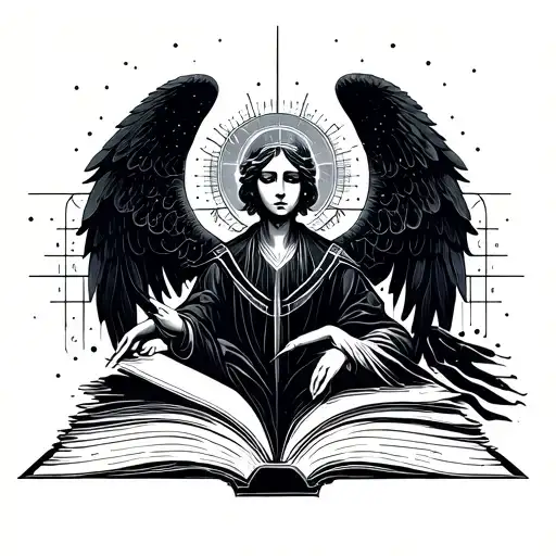 Angel Writing Book Surrounded