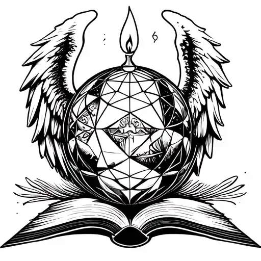 Angel Writing Book Candle Surrounded By Fortune Ball