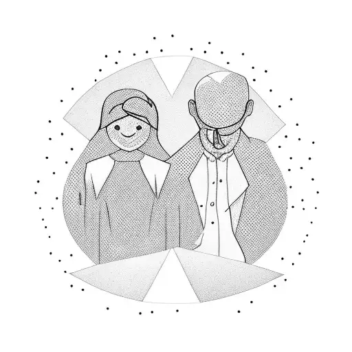 Dad And Daughter Hand In Hand Under A Tree