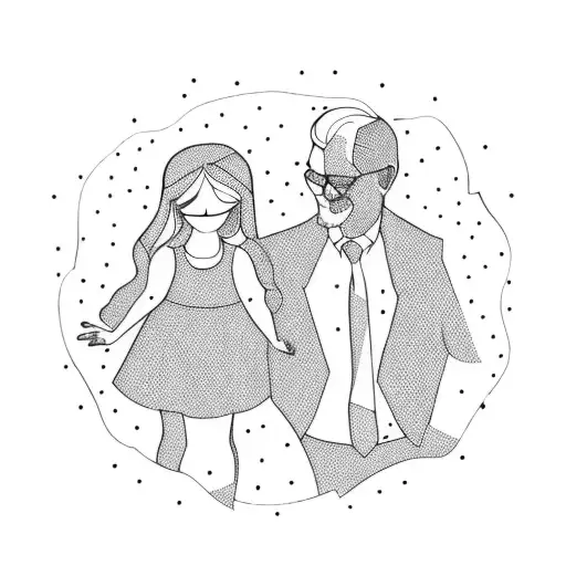 Dad And Daughter Hand In Hand Under A Tree