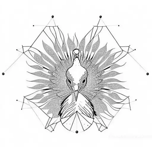 Simple Peacock Outline Within A Picture Frame