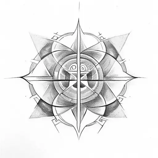 Design A Professional Upper Back Tattoo Featuring A Centered Yin-yang Within A Devil Protection Star