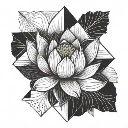 Lotus In A Black Diamond Shape