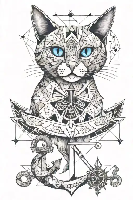 Cat With Blue Eye And Boat Anchor Instead Of Nose