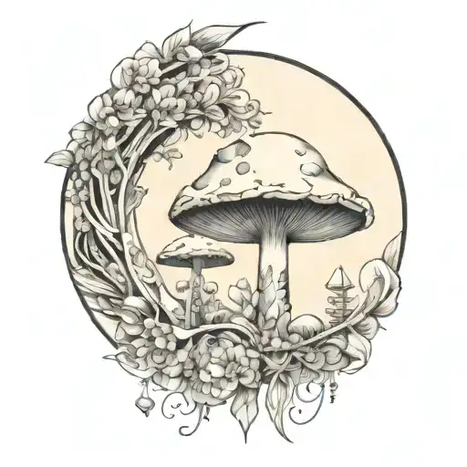 Fairys With Crystals And Mushroom Giant Moon