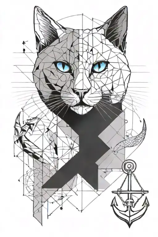 Cat With One Blue Eye And An Upside Down Boat Anchor For A Nose