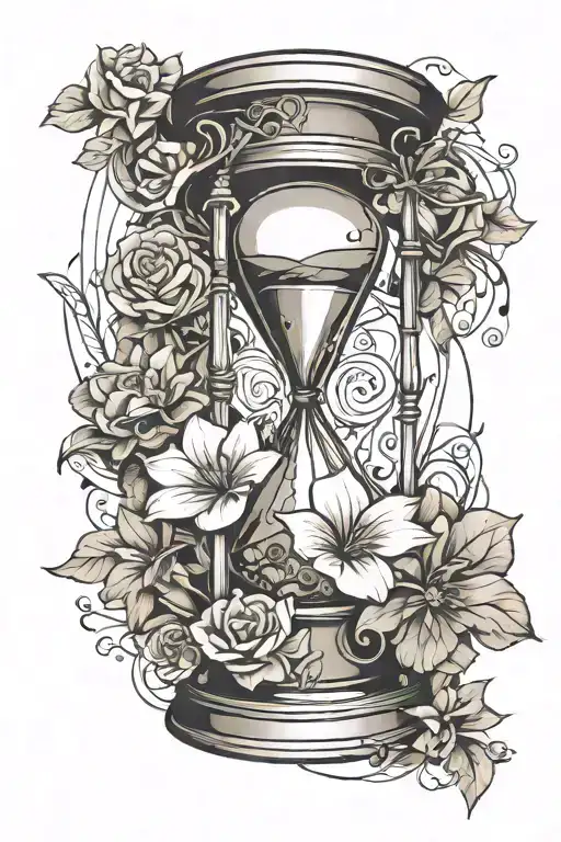 Hourglass With Flower Growing