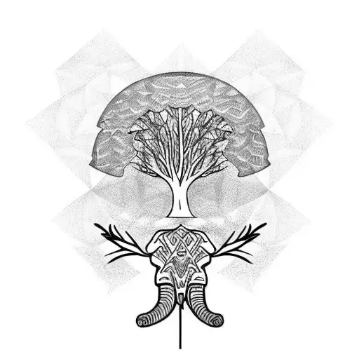 Tree Of Life Over Top Of An Elephant