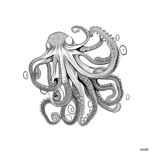 An Octopus Made With Number 1 And 0