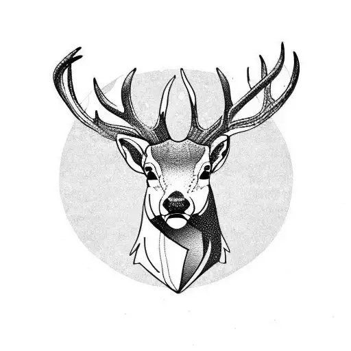Make A Colourful Tattoo Of A Deer With Large Antlers And An Otter