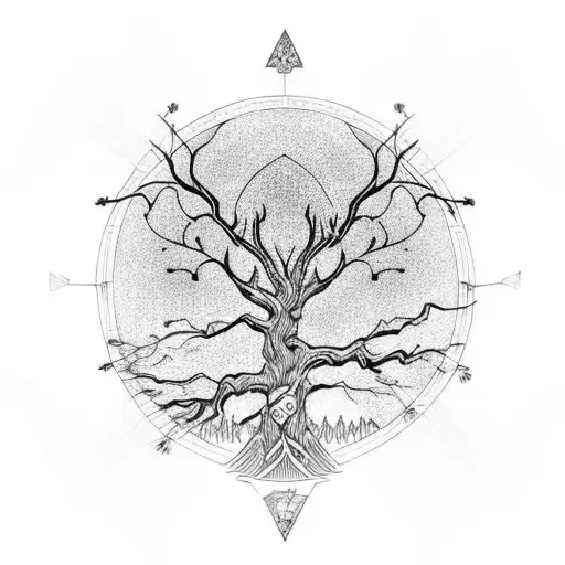 Black Raven Over The Tree Of Life