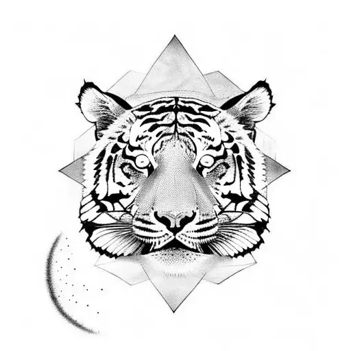 Tiger With Lotus And Mandala