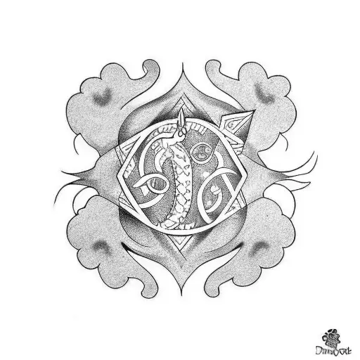 Dragon And Four-leaf Clover On The Libra