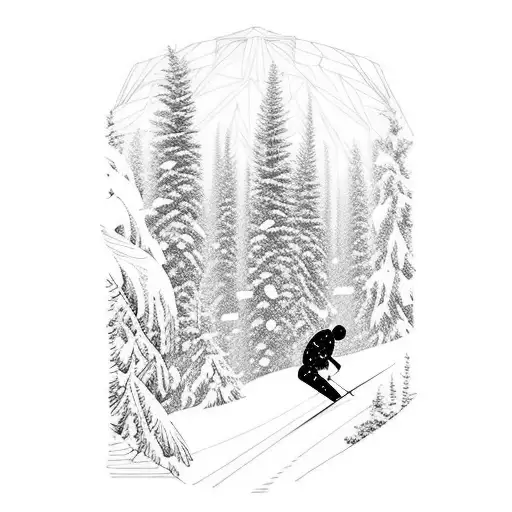 Skier In Snowy Forest