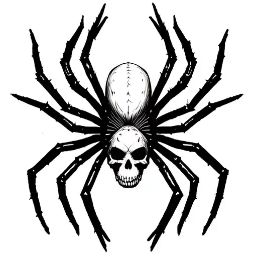 Black Spider With A Skull Body On Web