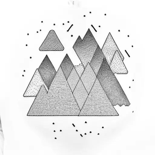 A Minimalist Tattoo Of A Mountain Range With A Forest In The Foreground