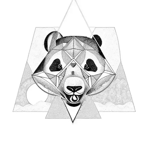 A Triangle With A Forest And Moon Above A Panda