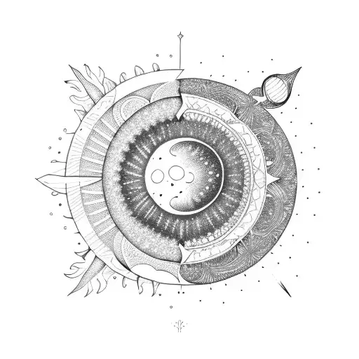 A Celestial Sun And Moon Intertwined With Tulip Vines