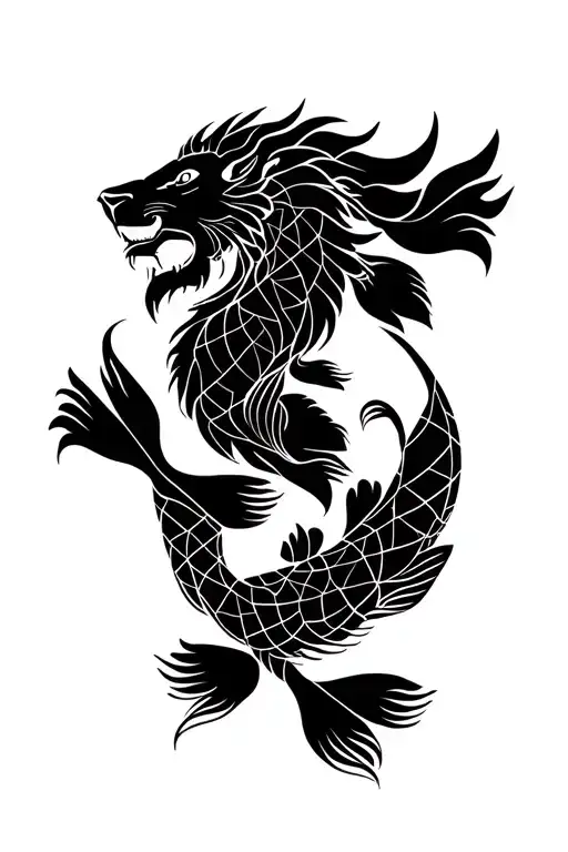 Lion And 2 Koi