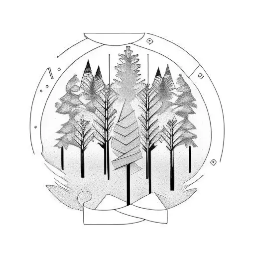 Trees Viking Runes Wolf