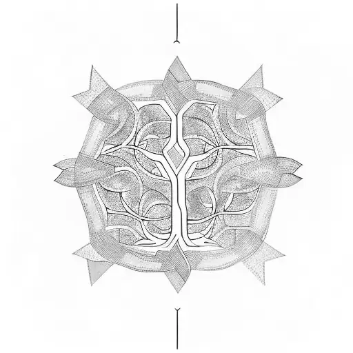 A Family Tree Intertwined With Geometric Patterns Representing The Bond Of Family