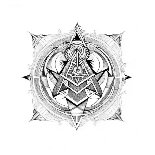 A Dragon That Incorporates Free Masonic Symbols And Sacred Geometry