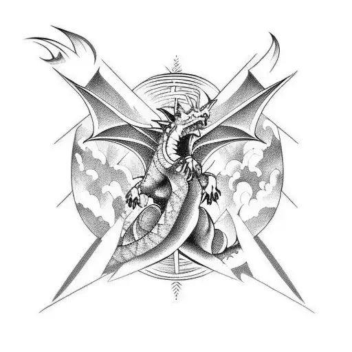 Dragon Back Piece With Clouds