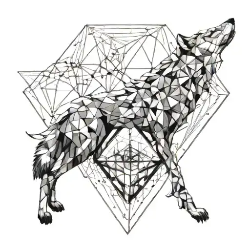 A Wolf Like Tree Inside A Diamond Or Triangle Figure