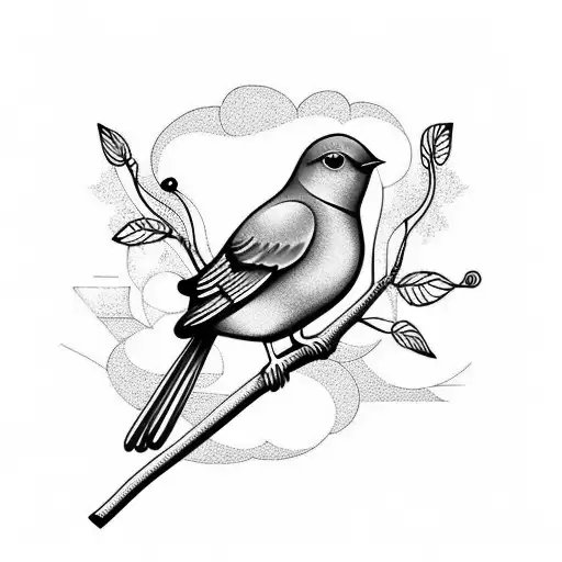 Blue Bird Sitting On A Branch