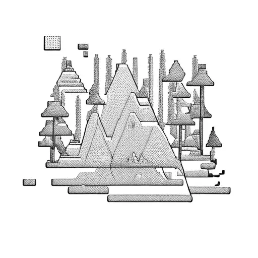 A Pixelated Hiking Trail Winding Through A Forest Of Computer Chips