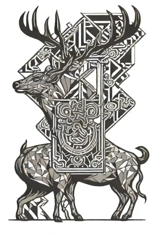 Deer Drinking Can Of Energy Drink In Hand Tattoo Design In Color