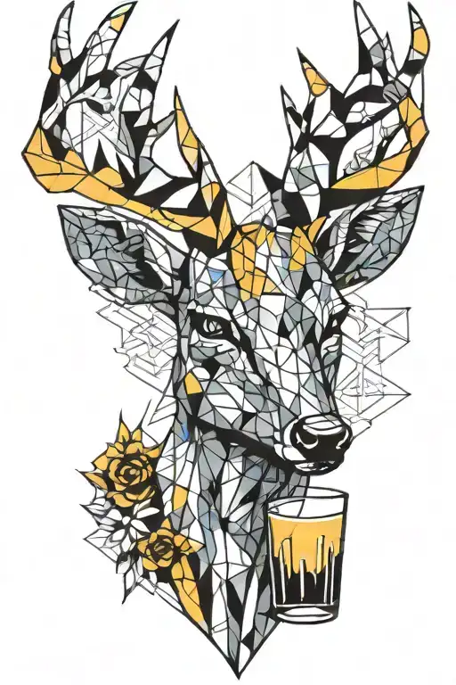 Deer Drinking Energy Drink Tattoo Design In Color