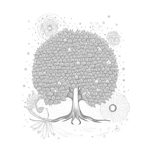 Tree Surrounded By Various Flowers