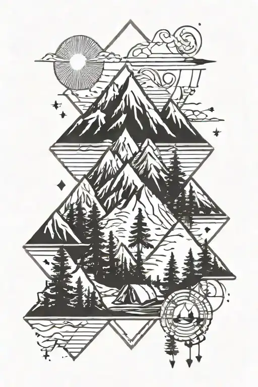 Mountains Camping Scene