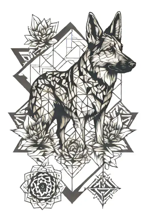Lotus Flower And German Shepherd Dog