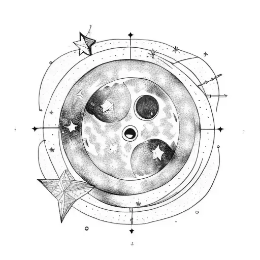 Moon Phase With Three Stars Constellation