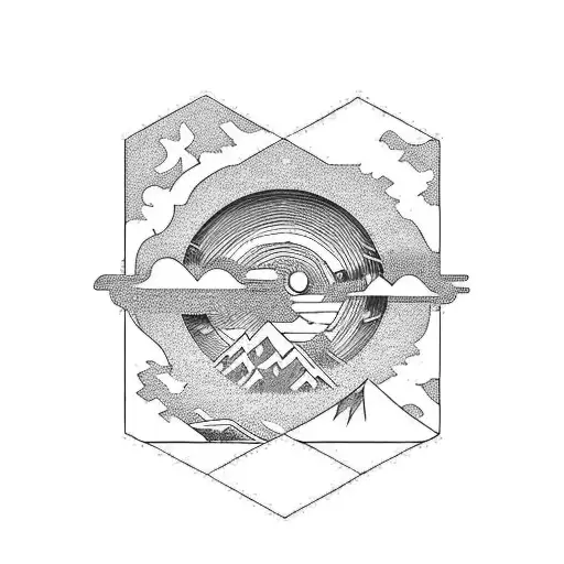 Rising Sun And Mountains