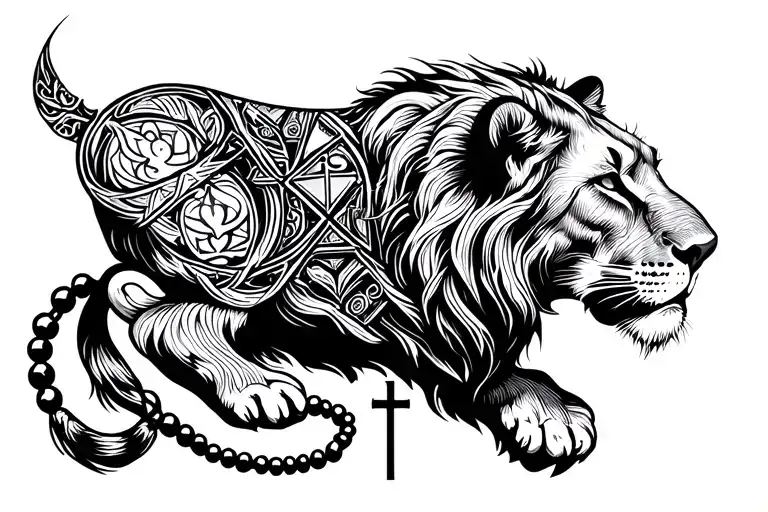 Lioness With Catholic Rosary