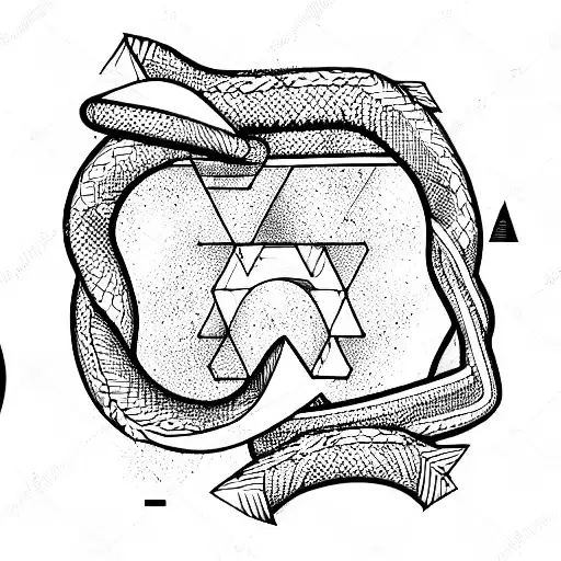 Draw Mountain With Ouroboros Snake Behind And A Fermata Symbol