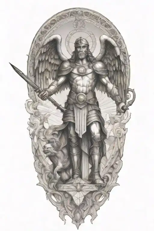 Saint Michel Slaying Demons