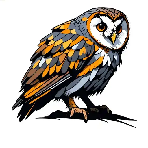 Dark Barn Owl Perched