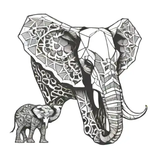 Elephant And Bull Skull