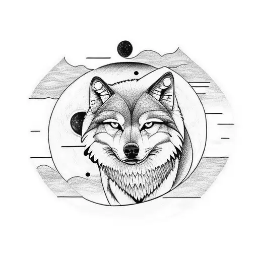 One Wolf Chasing Sun And Another One Chasing The Moon