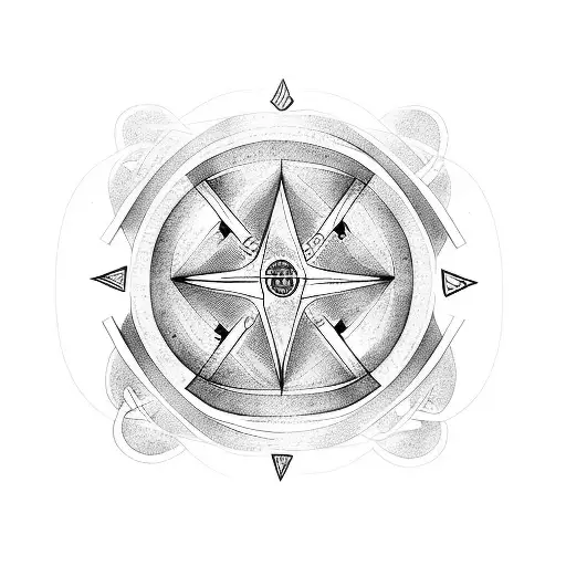 Circular And Square Shaped Tattoo Depicting Five Elements For Male For Wrist