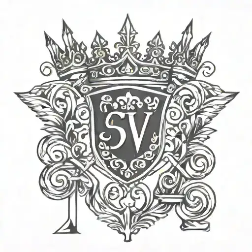 Roman Numeral 5 V With A Crown Hanging Upside