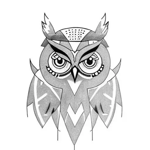 Arrow And Owl Colourful Tattoo For Leg